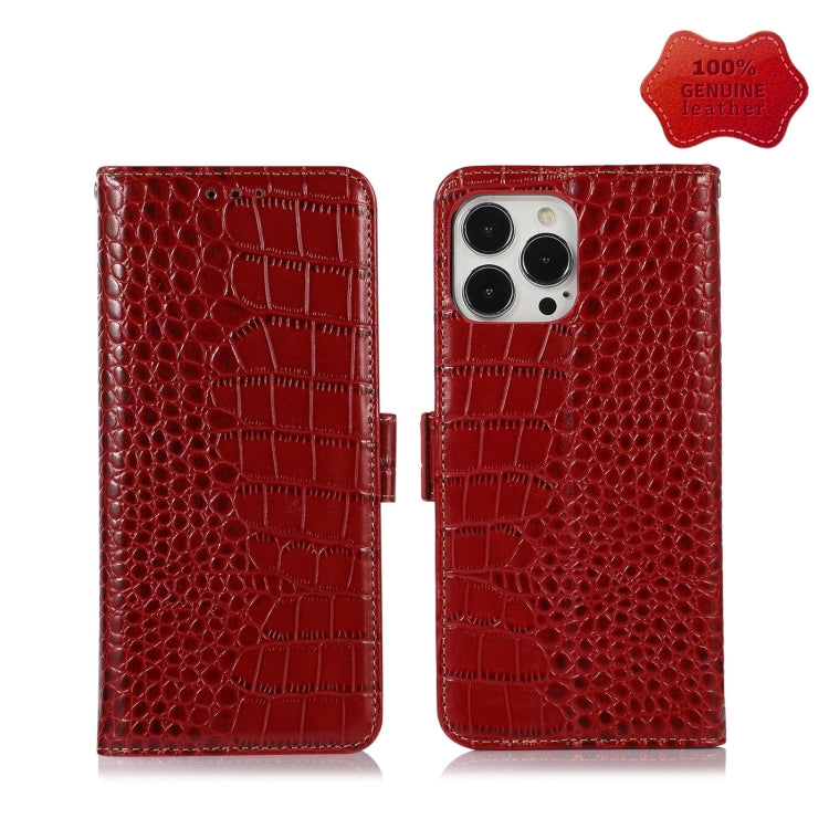 For iPhone 13 Pro Max Crocodile Top Layer Cowhide Leather Phone Case (Red) - iPhone 13 Pro Max Cases by PMC TechLife | Online Shopping South Africa | PMC TechLife | Buy Now Pay Later Mobicred