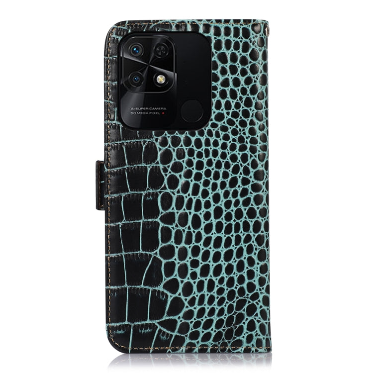 For Xiaomi Redmi 10C / 10 India Crocodile Top Layer Cowhide Leather Phone Case(Green) - Xiaomi Cases by PMC TechLife | Online Shopping South Africa | PMC TechLife