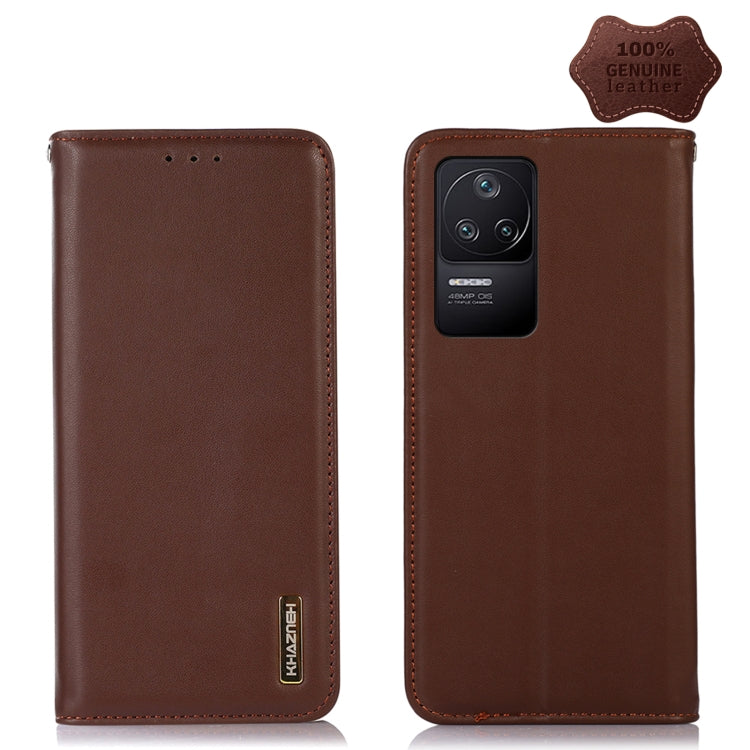 For Xiaomi Redmi K40S KHAZNEH Nappa Top Layer Cowhide Leather Phone Case(Brown) - Xiaomi Cases by PMC TechLife | Online Shopping South Africa | PMC TechLife
