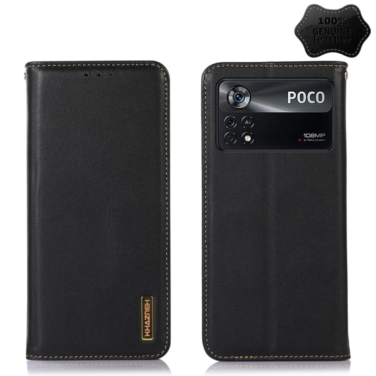 For Xiaomi Poco X4 Pro 5G KHAZNEH Nappa Top Layer Cowhide Leather Phone Case(Black) - Xiaomi Cases by PMC TechLife | Online Shopping South Africa | PMC TechLife