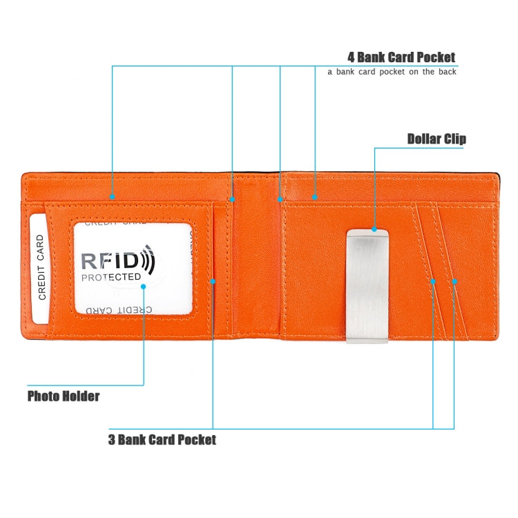 9651 Ultra-thin Two-fold RFID Anti-theft Genuine Leather Wallet For Men and Women(Blue) - Antimagnetic RFID Package by PMC TechLife | Online Shopping South Africa | PMC TechLife | Buy Now Pay Later Mobicred