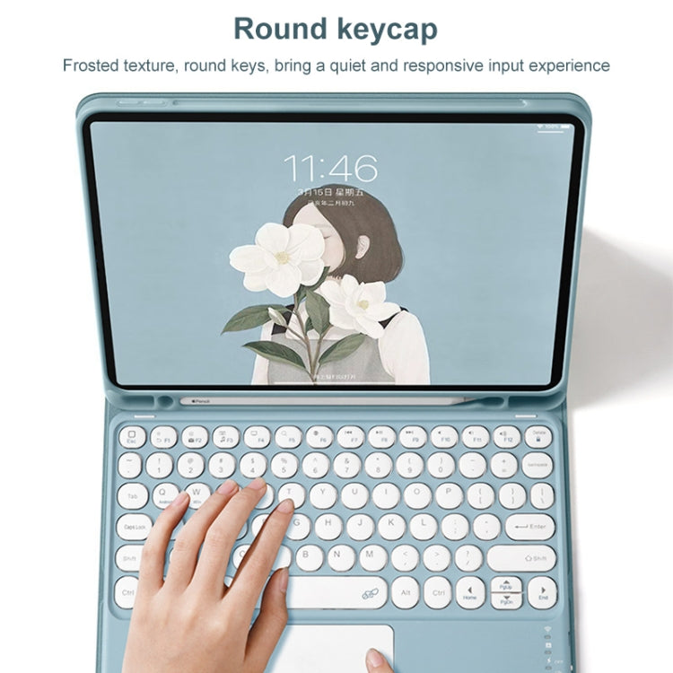 Round Cap Bluetooth Keyboard Leather Case with Pen Slot & Touchpad for Samsung Galaxy Tab S6 Lite(Green) - Samsung Keyboard by PMC TechLife | Online Shopping South Africa | PMC TechLife