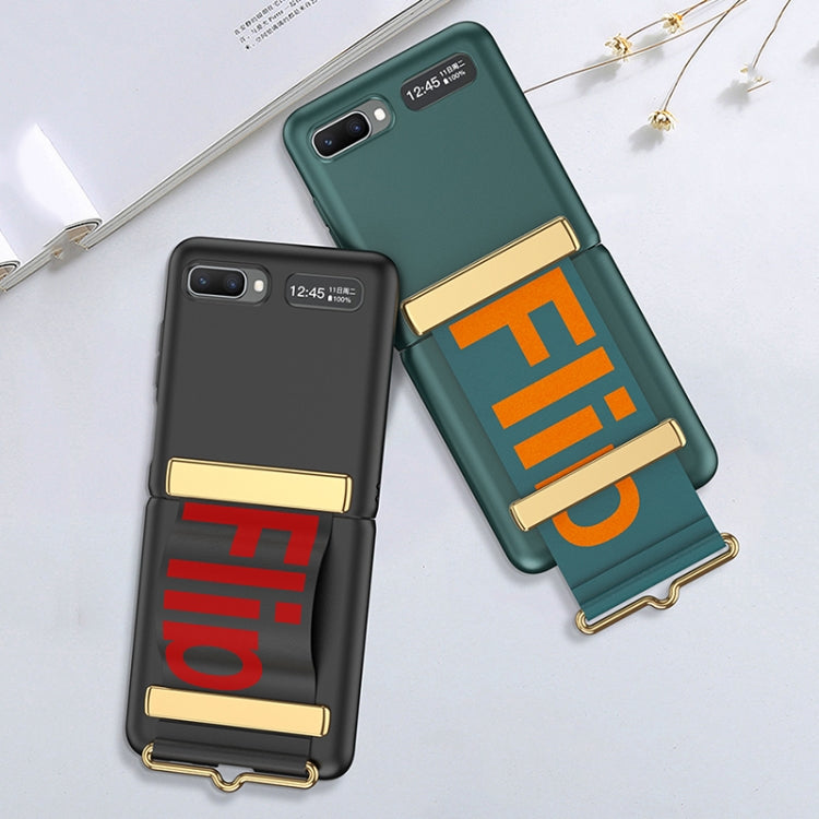 For Samsung Galaxy Z Flip GKK Ultra-thin Full Coverage Phone Flip Case with Wristband(Black) - free shipping - PMC TechLife - Order now!