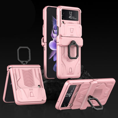 For Samsung Galaxy Z Flip3 5G GKK Sliding Camshield Magnetic Armor Flip Phone Case with Ring Holder(Sweet Pink) - Galaxy Phone Cases by GKK | Online Shopping South Africa | PMC Jewellery