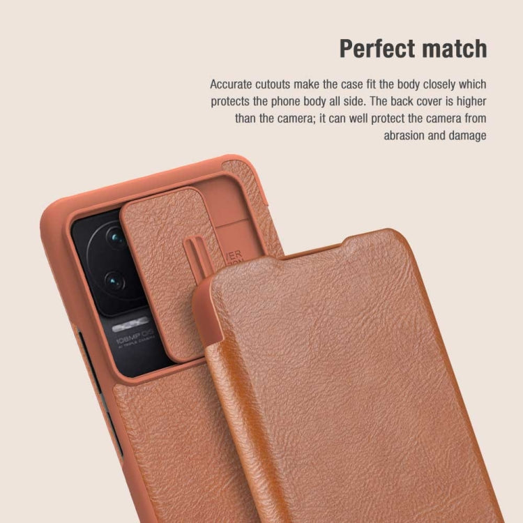 For Xiaomi Redmi K50 / K50 Pro NILLKIN QIN Series Pro Sliding Camera Cover Leather Phone Case(Brown) - Xiaomi Cases by NILLKIN | Online Shopping South Africa | PMC Jewellery