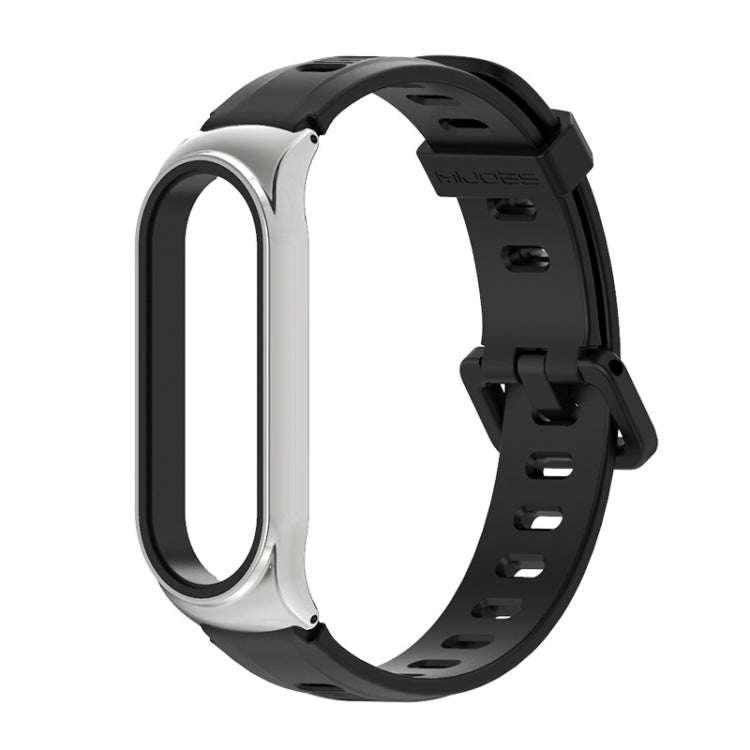 For Xiaomi Mi Band 6 / 5 / 4 / 3 Mijobs Flat Hole Silicone Watch Band, Style:CS Case(Black+Silver) - free shipping - PMC TechLife - Order now!