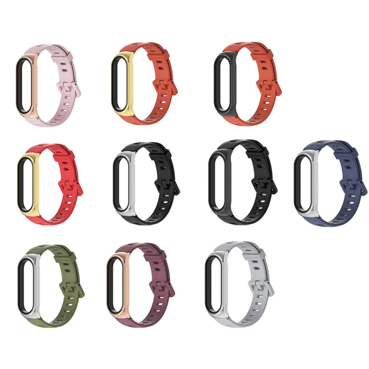 For Xiaomi Mi Band 6 / 5 / 4 / 3 Mijobs Flat Hole Silicone Watch Band, Style:CS Case(Grey+Silver) - free shipping - PMC TechLife - Order now!