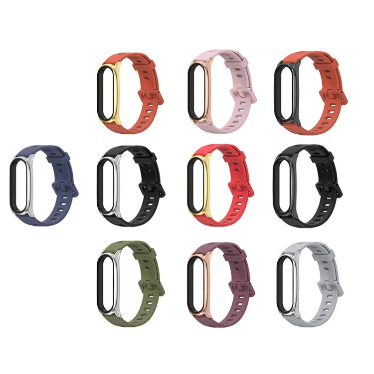 For Xiaomi Mi Band 6 / 5 / 4 / 3 Mijobs Flat Hole Silicone Watch Band, Style:Plus Case(Grey+Silver) - Watch Bands by MIJOBS | Online Shopping South Africa | PMC TechLife | Buy Now Pay Later Mobicred