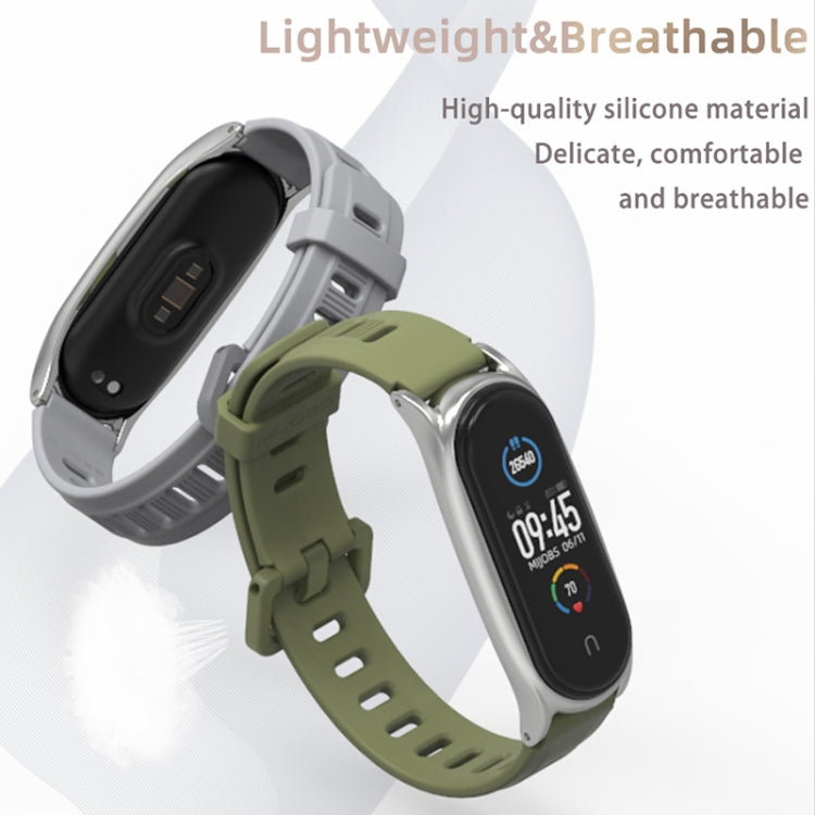 For Xiaomi Mi Band 6 / 5 / 4 / 3 Mijobs Flat Hole Silicone Watch Band, Style:Plus Case(Black+Black) - free shipping - PMC TechLife - Order now!
