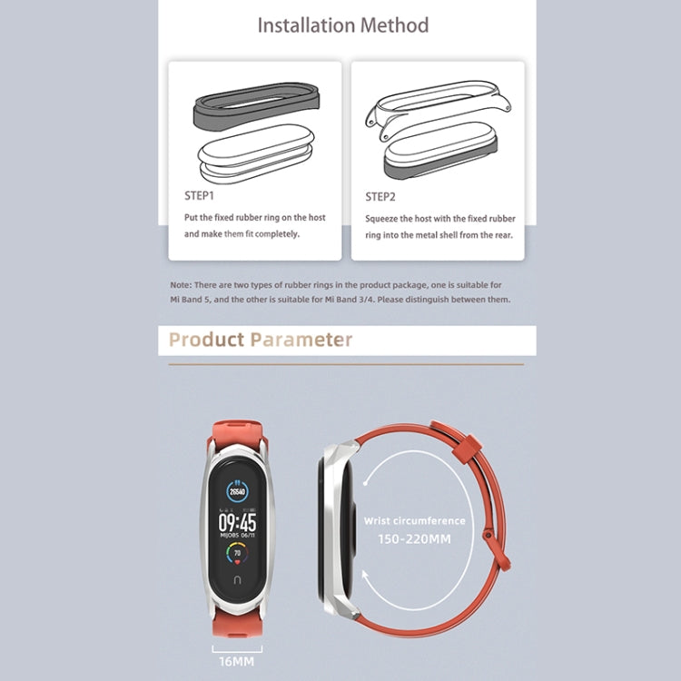 For Xiaomi Mi Band 6 / 5 / 4 / 3 Mijobs Flat Hole Silicone Watch Band, Style:Plus Case(Black+Silver) - Watch Bands by MIJOBS | Online Shopping South Africa | PMC TechLife | Buy Now Pay Later Mobicred
