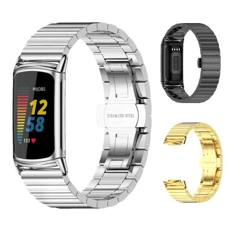 For Fitbit Charge 5 / Charge 6 Mijobs Bamboo Stainless Steel Metal Watch Band(Silver) - free shipping - PMC TechLife - Order now!