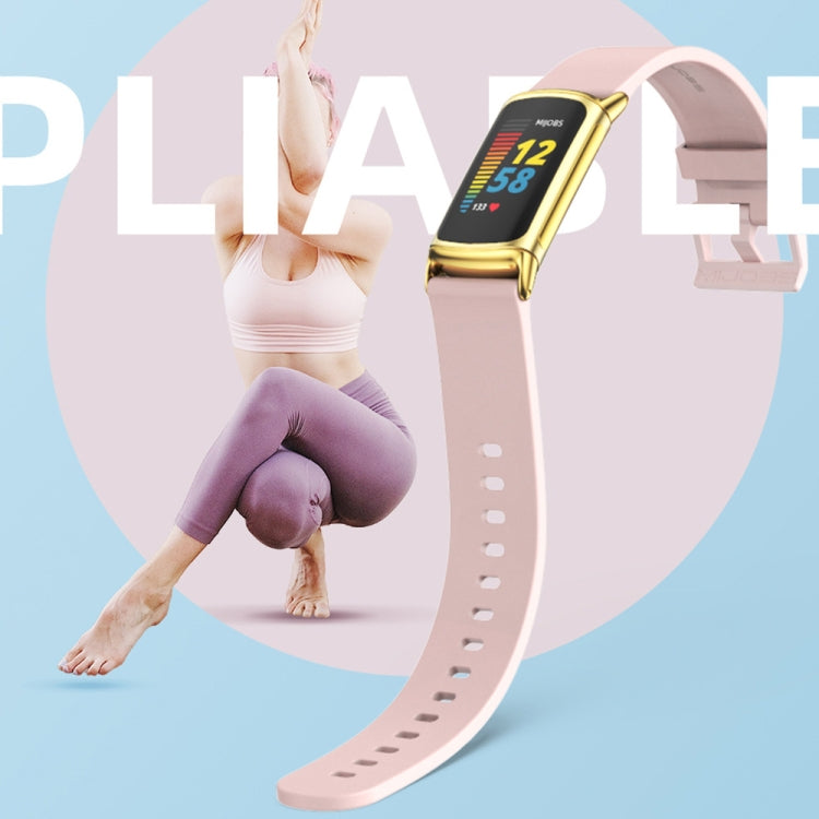 For Fitbit Charge 5 Mijobs Soft Silicone  Watch Band(Pink+Gold) - Watch Bands by MIJOBS | Online Shopping South Africa | PMC TechLife | Buy Now Pay Later Mobicred