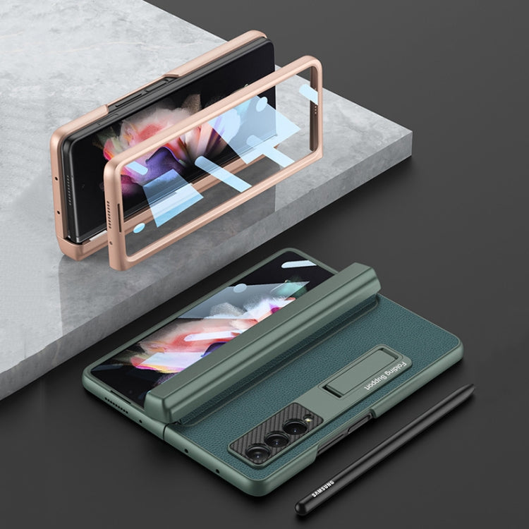 For Samsung Galaxy Z Fold3 5G GKK Magnetic Hinge Plain Leather Phone Flip Case with Pen Box(Cross Texture) - free shipping - PMC TechLife - Order now!
