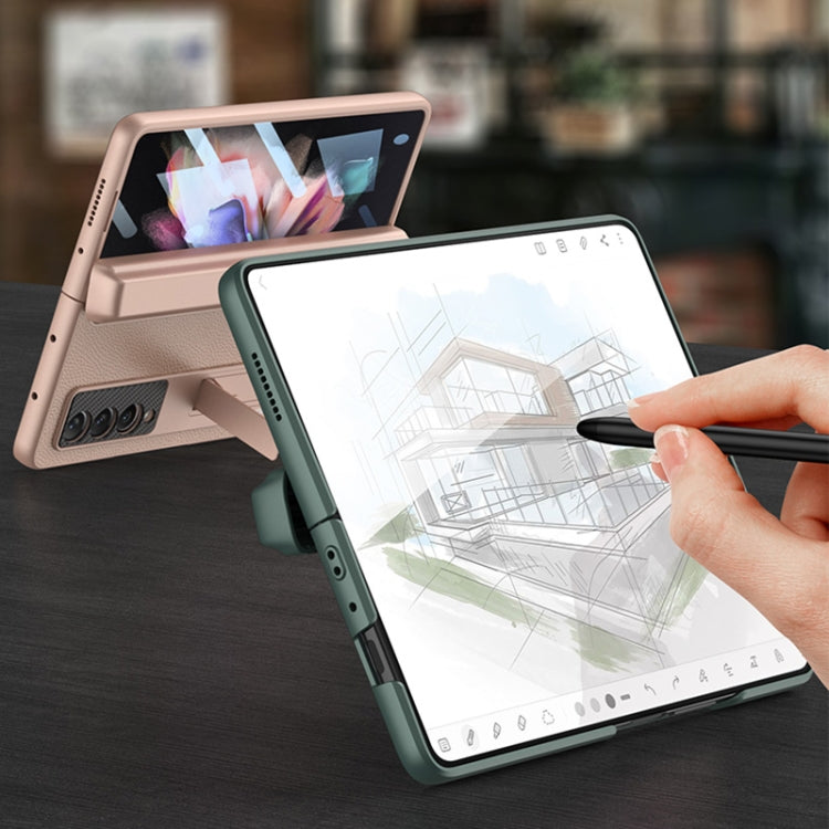 For Samsung Galaxy Z Fold3 5G GKK Magnetic Hinge Plain Leather Phone Flip Case with Pen Box(Silver) - free shipping - PMC TechLife - Order now!
