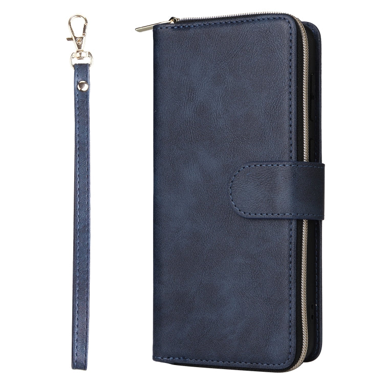For Samsung Galaxy A23 9 Card Slots Zipper Wallet Bag Leather Phone Case(Blue) - Galaxy Phone Cases by PMC TechLife | Online Shopping South Africa | PMC TechLife | Buy Now Pay Later Mobicred