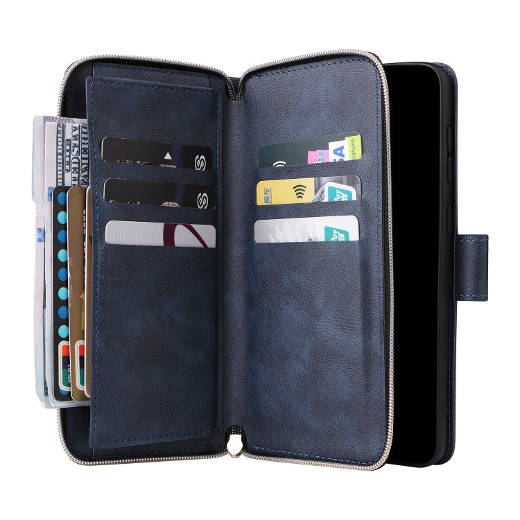 For Samsung Galaxy A23 9 Card Slots Zipper Wallet Bag Leather Phone Case(Blue) - Galaxy Phone Cases by PMC TechLife | Online Shopping South Africa | PMC TechLife | Buy Now Pay Later Mobicred