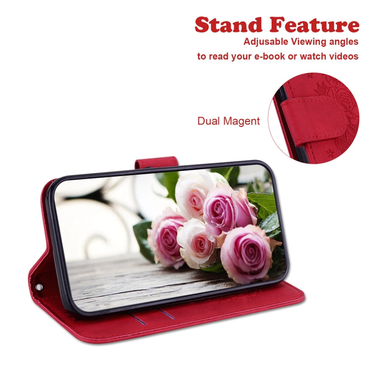 For OPPO A15 / A15s Butterfly Rose Embossed Leather Phone Case(Red) - OPPO Cases by PMC TechLife | Online Shopping South Africa | PMC TechLife | Buy Now Pay Later Mobicred