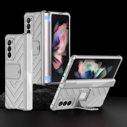 For Samsung Galaxy Z Fold2 5G GKK Integrated Magnetic Armor Flip Phone Case with Holder(Silver) - Galaxy Phone Cases by GKK | Online Shopping South Africa | PMC Jewellery