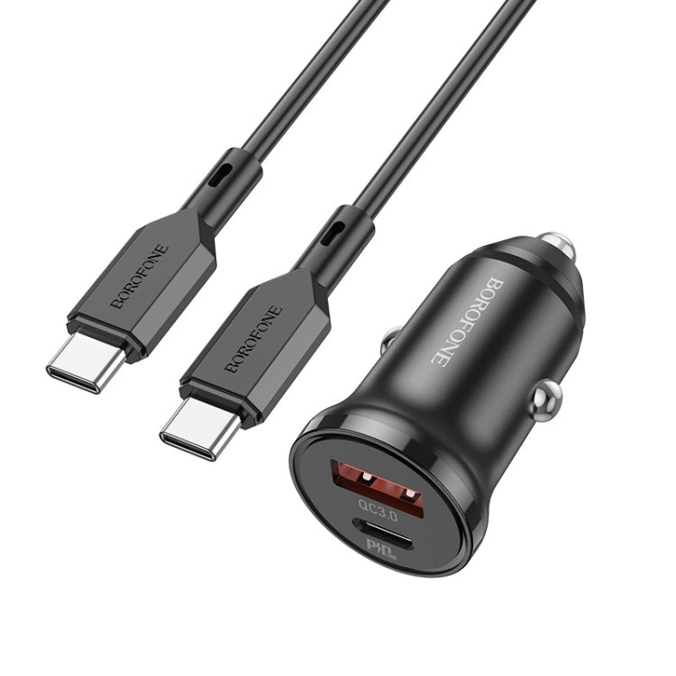 Borofone BZ18A PD20W+QC3.0 Car Charger with Type-C / USB-C to Type-C / USB-C Charging Cable(Black) - Car Charger by Borofone | Online Shopping South Africa | PMC Jewellery