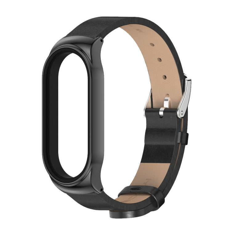 For Xiaomi Mi Band 7 / 7 NFC MIJOBS CS Metal Case + Microfiber Leather Watch Band(Black) - Watch Bands by MIJOBS | Online Shopping South Africa | PMC TechLife | Buy Now Pay Later Mobicred