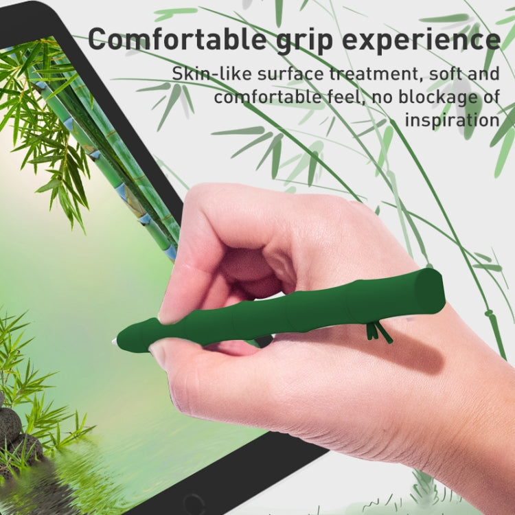 LOVE MEI Bamboo Liquid Silicone Gel Stylus Pen Protective Case For Apple Pencil 2(Dark Green) - Pencil Accessories by LOVE MEI | Online Shopping South Africa | PMC TechLife | Buy Now Pay Later Mobicred