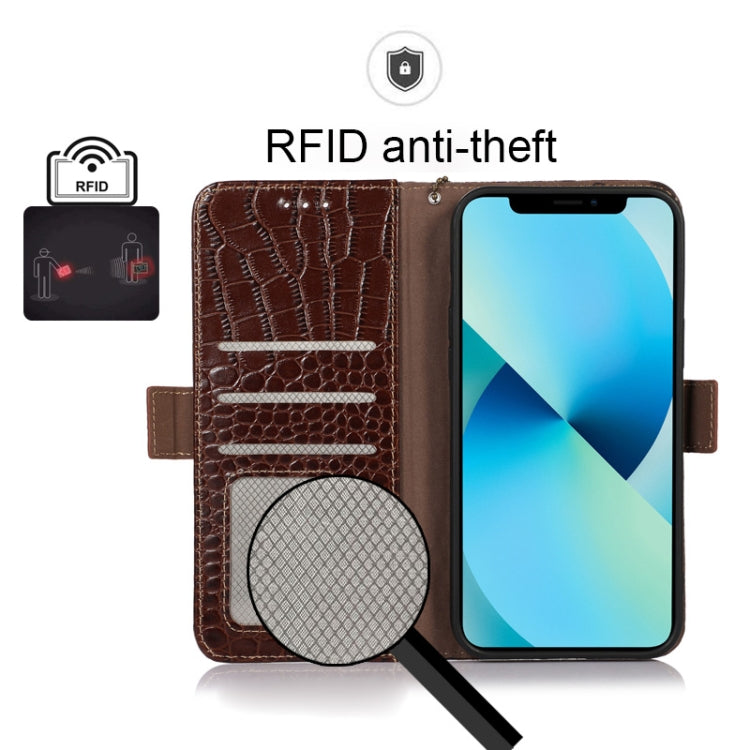 For Xiaomi Redmi Note 11T Pro Crocodile Top Layer Cowhide Leather Phone Case(Brown) - Xiaomi Cases by PMC TechLife | Online Shopping South Africa | PMC TechLife