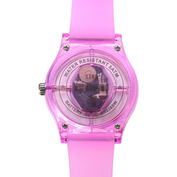 SKMEI 1760 Stainless Steel Buckle Silicone Strap Waterproof Quartz Watch(Purple Transparent) - Silicone Strap Watches by SKMEI | Online Shopping South Africa | PMC Jewellery | Buy Now Pay Later Mobicred