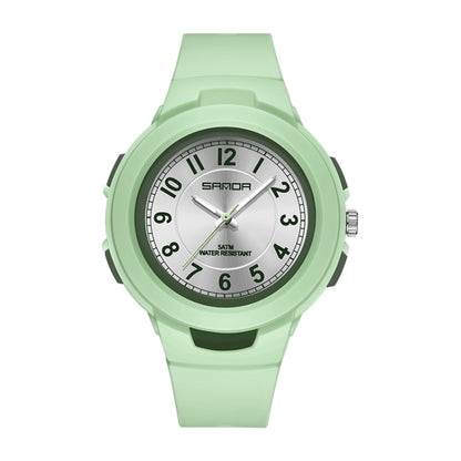 SANDA 6095 Student Sports Waterproof Electronic Watch(Green) - Silicone Strap Watches by SANDA | Online Shopping South Africa | PMC Jewellery | Buy Now Pay Later Mobicred