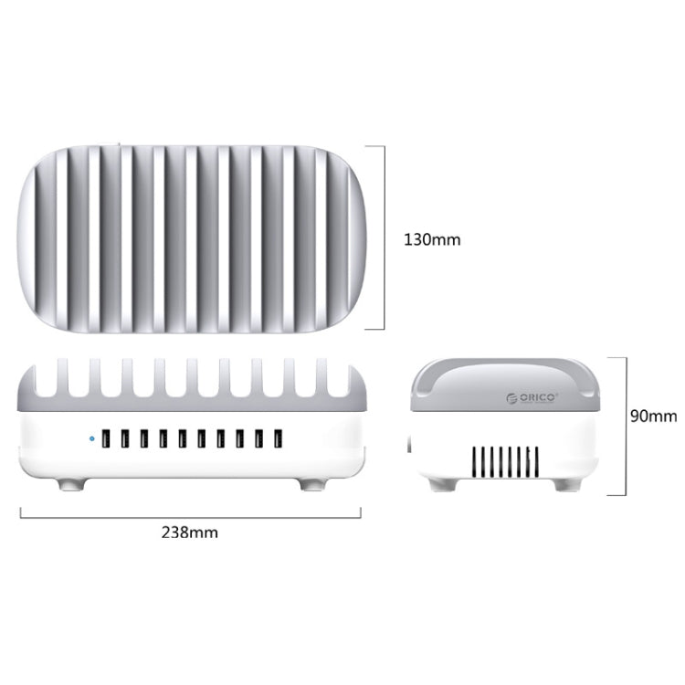 ORICO DUK-10P-DX 120W 5V 2.4A 10 Ports USB Charging Station, US Plug(White) - Multifunction Charger by ORICO | Online Shopping South Africa | PMC Jewellery | Buy Now Pay Later Mobicred