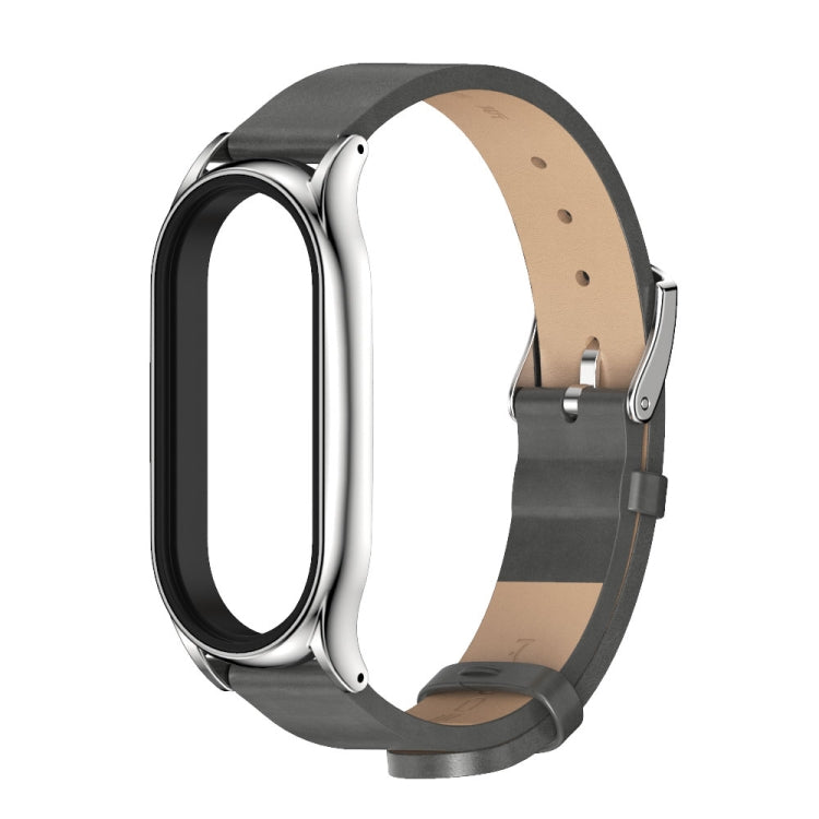 For Xiaomi Mi Band 7 / 7 NFC MIJOBS Plus Metal Case Microfiber Leather Watch Band(Grey Silver) - Watch Bands by MIJOBS | Online Shopping South Africa | PMC TechLife | Buy Now Pay Later Mobicred