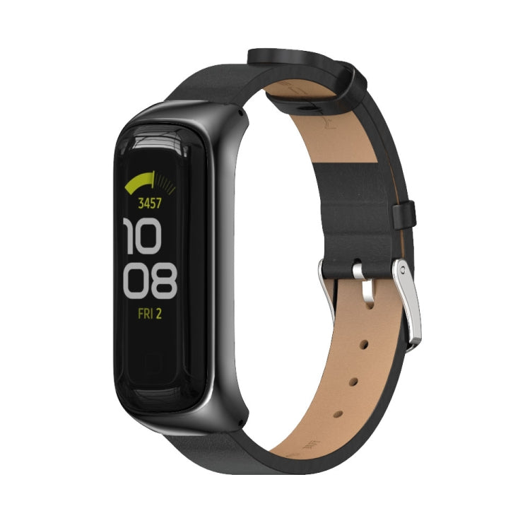For Samsung Galaxy Fit 2 MIJOBS Metal Case Microfiber Leather Watch Band(Black) - free shipping - PMC TechLife - Order now!
