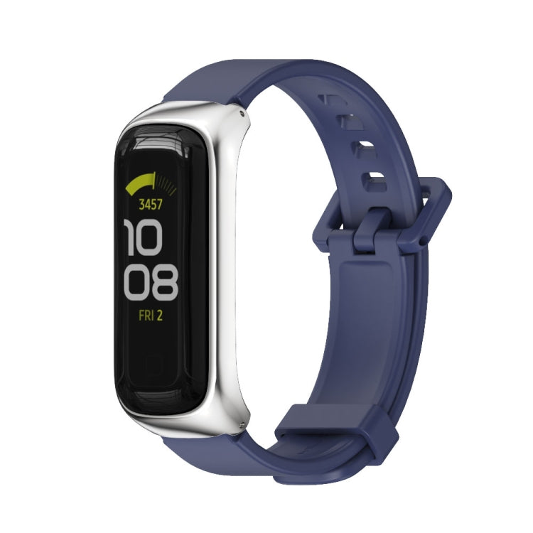 For Samsung Galaxy Fit 2 MIJOBS Metal Case Silicone Watch Band(Midnight Blue Silver) - free shipping - PMC TechLife - Order now!