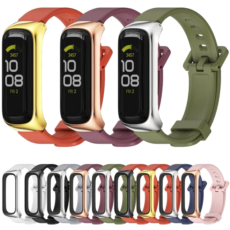 For Samsung Galaxy Fit 2 MIJOBS Metal Case Silicone Watch Band(White Silver) - Watch Bands by MIJOBS | Online Shopping South Africa | PMC TechLife | Buy Now Pay Later Mobicred