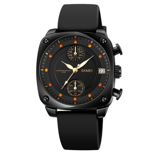 SKMEI 1903 Stainless Steel Buckle Silicone Strap Waterproof Quartz Watch(Black) - Silicone Strap Watches by SKMEI | Online Shopping South Africa | PMC Jewellery | Buy Now Pay Later Mobicred