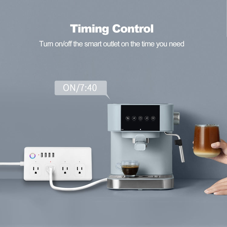 WiFi 10A SM-SO301-U 2500W 4 Holes + 4 USB Smart Power Strip, US Plug(White) - Smart Socket by PMC TechLife | Online Shopping South Africa | PMC TechLife