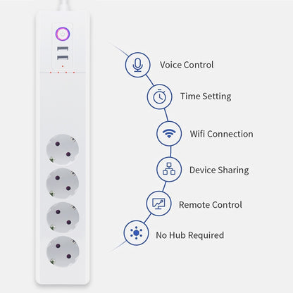 WiFi 10A SM-SO306-E 4 Holes + 2 USB Multi-purpose Smart Power Strip, EU Plug - Smart Socket by PMC Jewellery | Online Shopping South Africa | PMC Jewellery