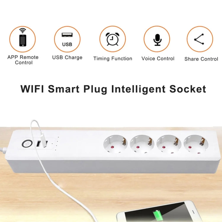 WiFi 16A SM-SO306-E 4 Holes + 2 USB Multi-purpose Smart Power Strip, EU Plug - Smart Socket by PMC Jewellery | Online Shopping South Africa | PMC Jewellery