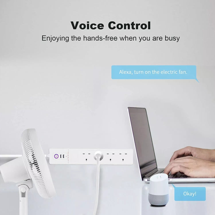 WiFi 10A SM-SO306-K 4 Holes + 2 USB Multi-purpose Smart Power Strip, UK Plug - Smart Socket by PMC TechLife | Online Shopping South Africa | PMC TechLife