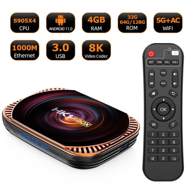 MECOOL HK1RBOX X4 4K TV Box, Android 11 Amlogic S905X4 CPU with RC 4GB+32GB(UK Plug) - free shipping - PMC TechLife - Order now!