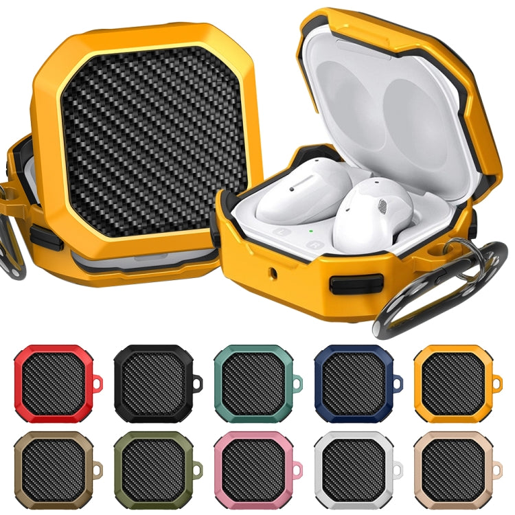 For Samsung Galaxy Buds Live / Buds 2 / Buds Pro / Buds 2 Pro Thunder Carbon Fiber TPU+PC Earphones Protective Case with Hook Up(Black and Yellow) - Samsung Earphone Case by PMC Jewellery | Online Shopping South Africa | PMC Jewellery