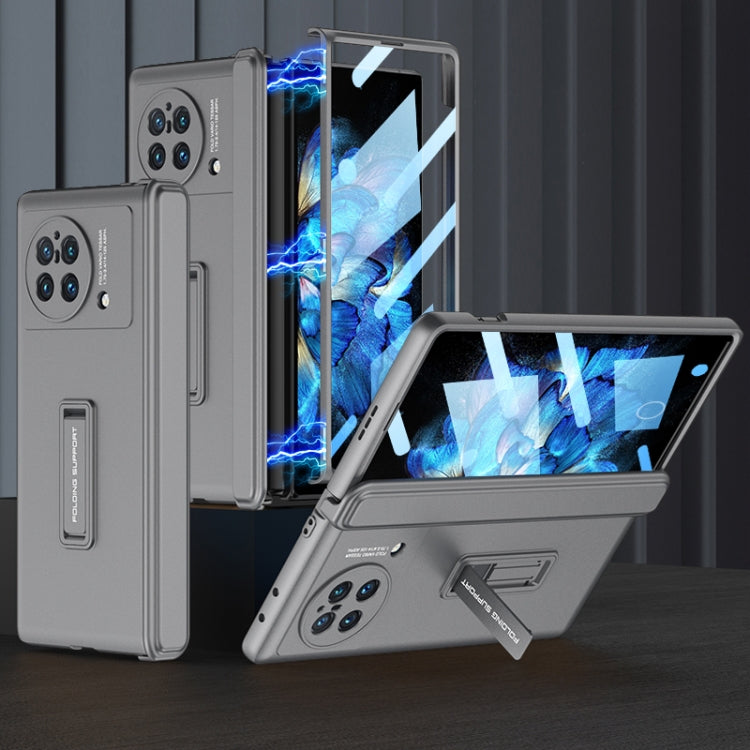 For vivo X Fold GKK Magnetic Hinge Flip Phone Case with Holder(Grey) - vivo Cases by GKK | Online Shopping South Africa | PMC TechLife | Buy Now Pay Later Mobicred