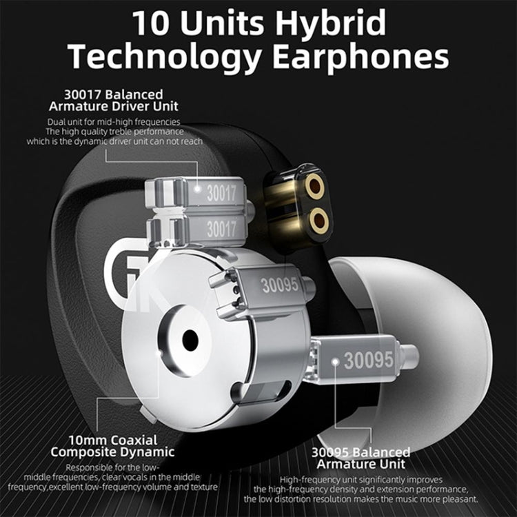 GK GSE Ten-Unit Coil Iron Subwoofer HIFI In-Ear Headphones(Without Microphone) - In Ear Wired Earphone by PMC TechLife | Online Shopping South Africa | PMC TechLife