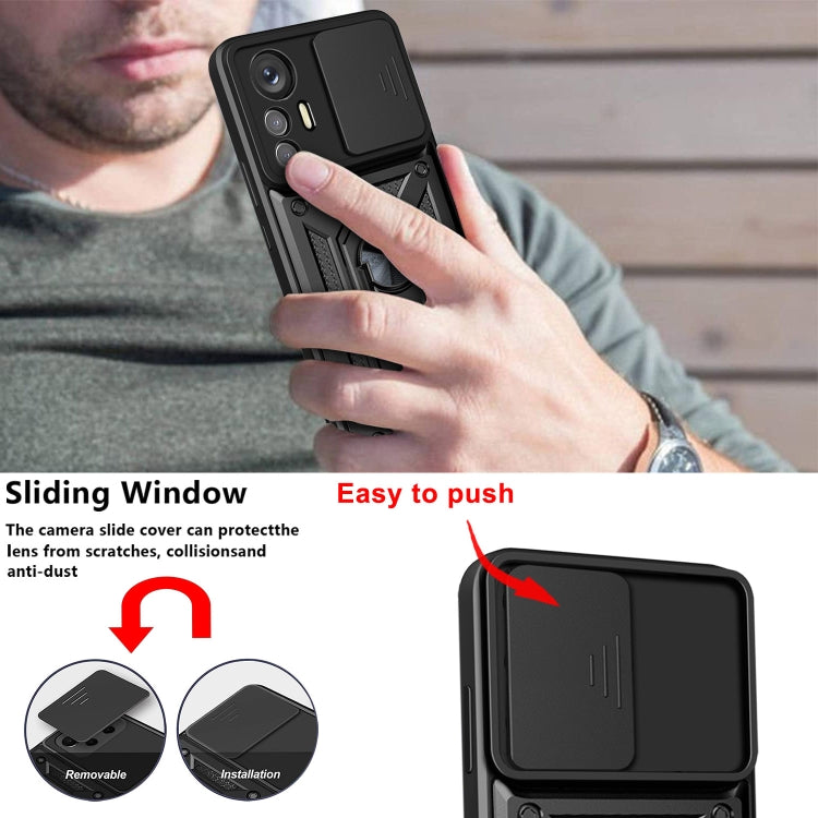 For Xiaomi 12 Lite Sliding Camera Design TPU + PC Phone Case(Black) - Xiaomi Cases by PMC TechLife | Online Shopping South Africa | PMC TechLife