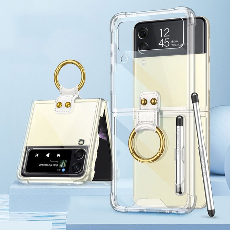 For Samsung Galaxy Z Flip4 GKK Airbag Protective Phone Case with Ring & Pen(Transparent) - Galaxy Z Flip4 5G Cases by GKK | Online Shopping South Africa | PMC Jewellery