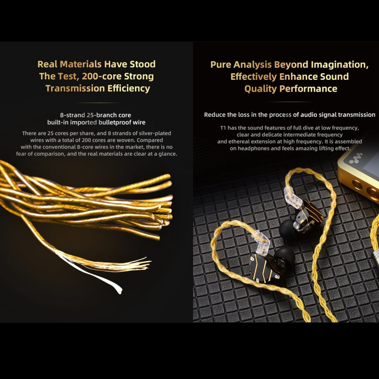 QKZ T1 8 Core TC Silver Plated 3.5mm 0.75mm 2PIN HIFI Earphone Update Cable(Brown) - Cable & Splitter by QKZ | Online Shopping South Africa | PMC TechLife | Buy Now Pay Later Mobicred