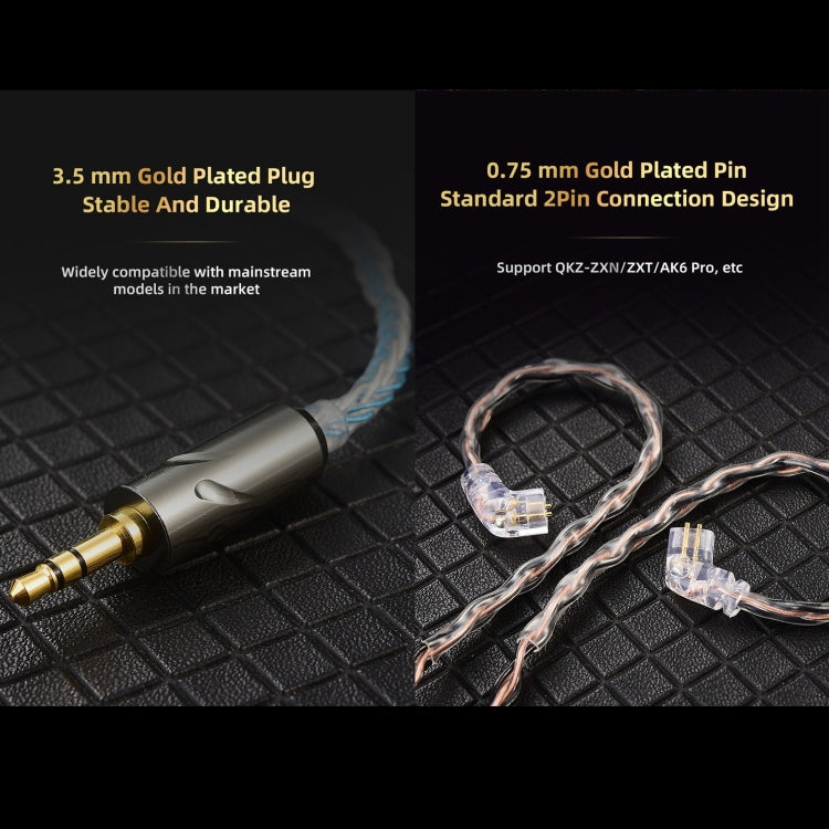 QKZ T1 8 Core TC Silver Plated 3.5mm 0.75mm 2PIN HIFI Earphone Update Cable(Brown) - Cable & Splitter by QKZ | Online Shopping South Africa | PMC TechLife | Buy Now Pay Later Mobicred