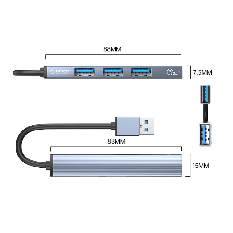 ORICO AH-A13 USB 3.0 x 1 + USB 2.0 x 3 to USB 3.0 HUB Adapter(Space Gray) - USB 3.0 HUB by ORICO | Online Shopping South Africa | PMC TechLife | Buy Now Pay Later Mobicred