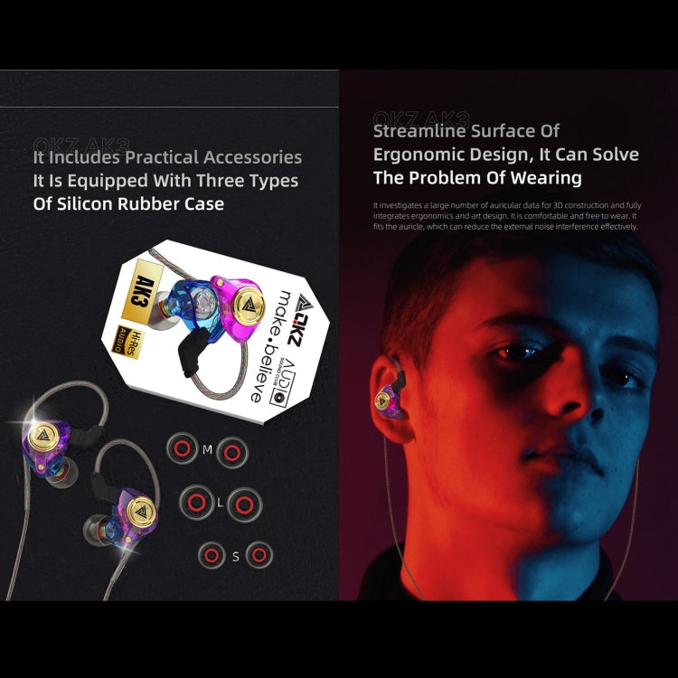 QKZ AK3 FiLe In-ear Subwoofer Wire-controlled Earphone with Mic(White) - free shipping - PMC TechLife - Order now!