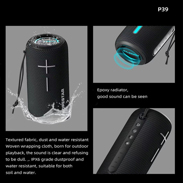 HOPESTAR P39 Outdoor Waterproof RGB Light Wireless Bluetooth Speaker(Black) - free shipping - PMC TechLife - Order now!