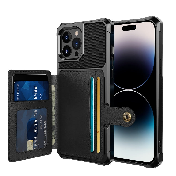 For iPhone 14 Pro Max Magnetic Wallet Card Bag Leather Phone Case (Black) - free shipping - PMC TechLife - Order now!